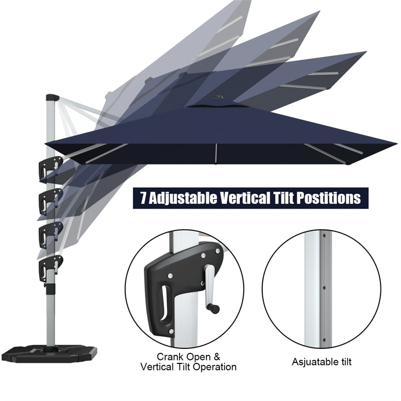 10 Ft Square Offset Patio Cantilever Umbrella with 360 Degree Tilt