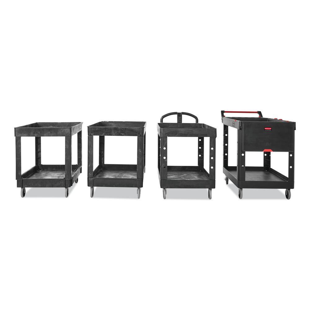 Rubbermaid Commercial Products 40 in. x 24 in. 2-Shelf Heavy Duty Utility Cart with 4 in. Casters RCP9T6700BLA