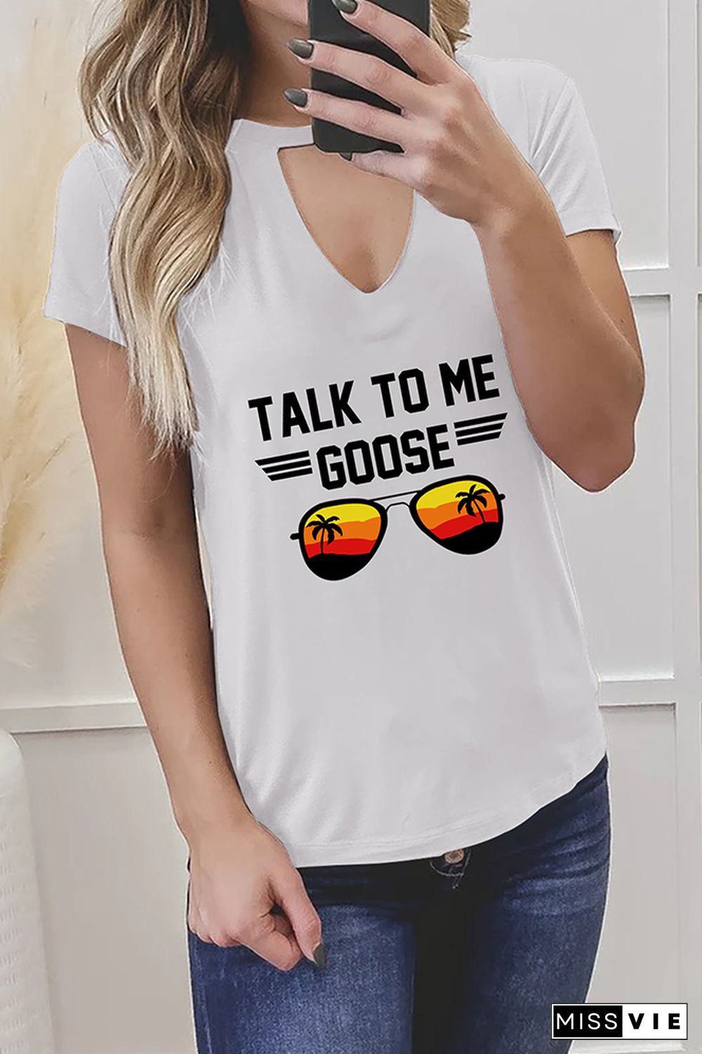 Talk To Me Goose Graphic Tees for Women Wholesale Short Sleeve T shirts Top