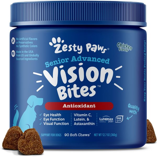 Zesty Paws Advanced Vision Bites Chicken Flavored Soft Chews Vision Supplement for Senior Dogs