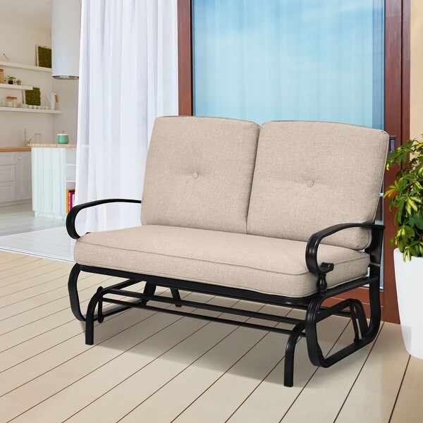 Costway 2Person Outdoor Swing Glider Chair Bench Loveseat Cushioned