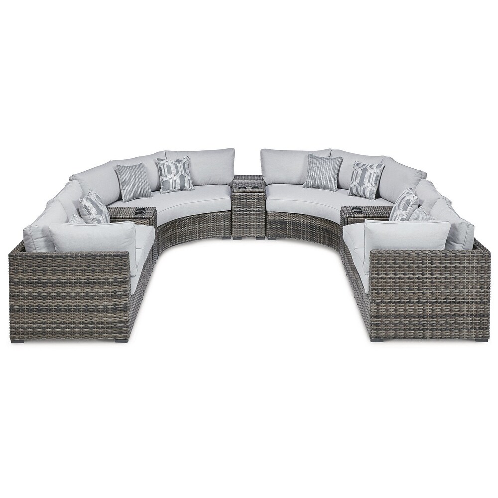 Signature Design by Ashley Harbor Court Gray 9 Piece Outdoor Sectional   183\