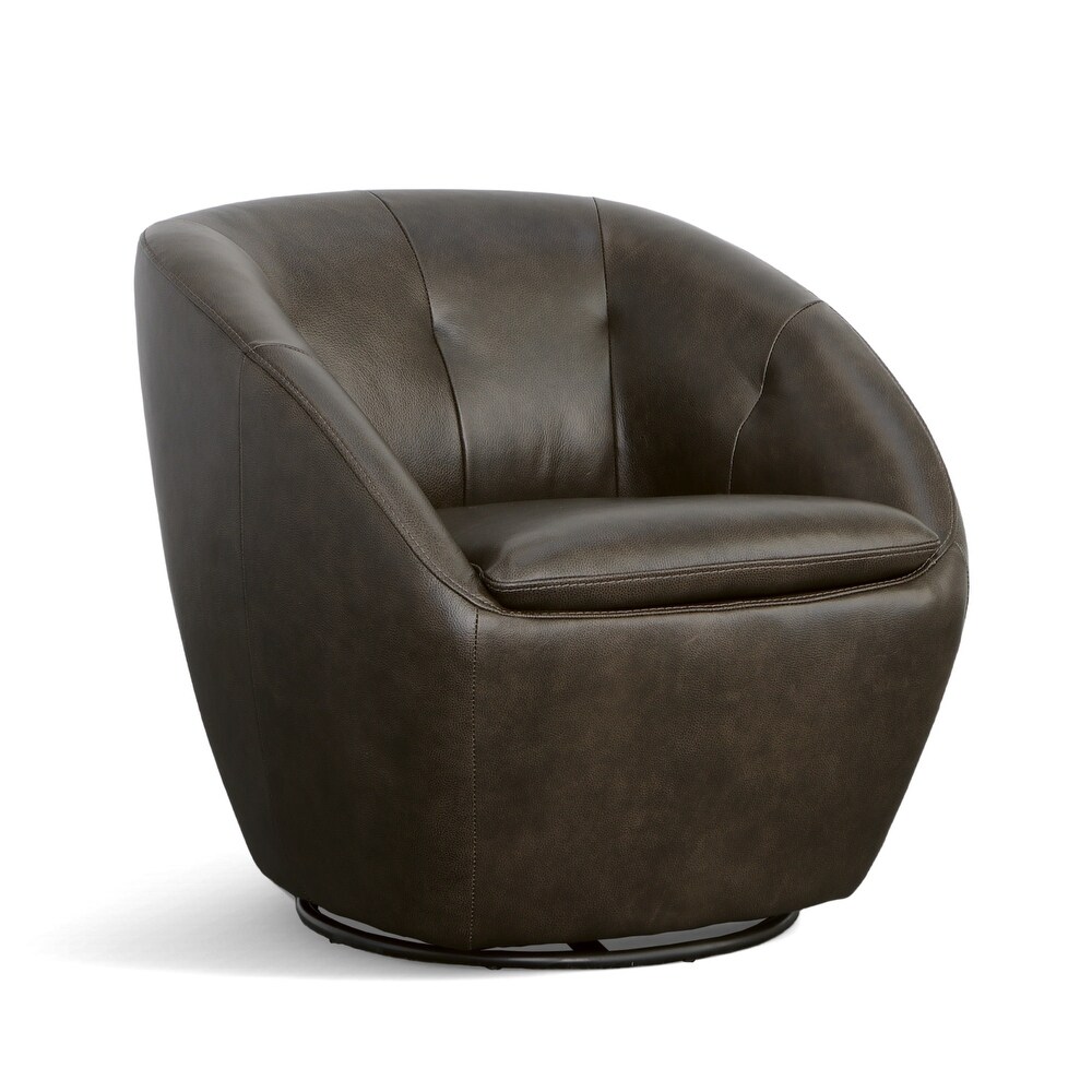 Homestyles Wade Brown Leather Swivel Chair   30\