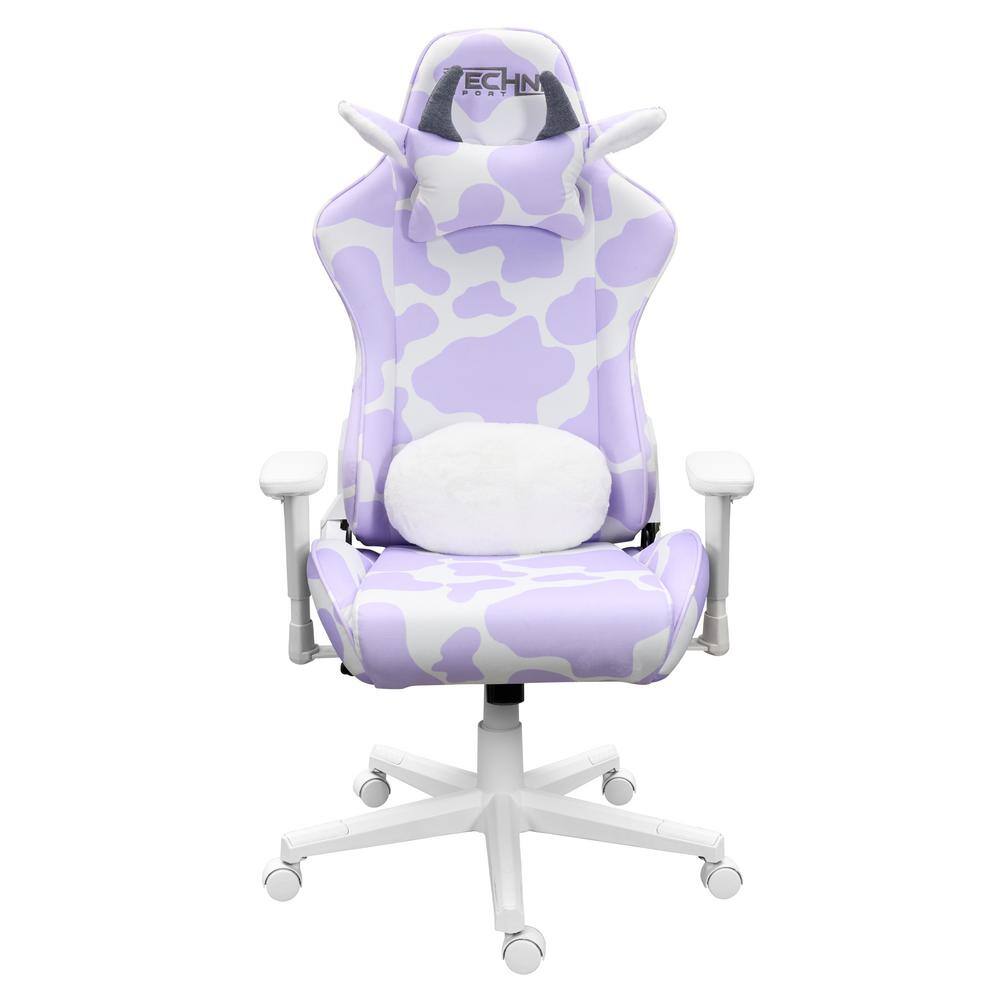 Techni Sport Cow Series TS85 Lavender Gaming Chair with Adjustable Arms RTA-TS85-LAV