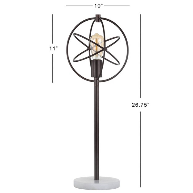 Metal Atomic Caged Edison Bulb Table Lamp includes Led Light Bulb Black Jonathan Y