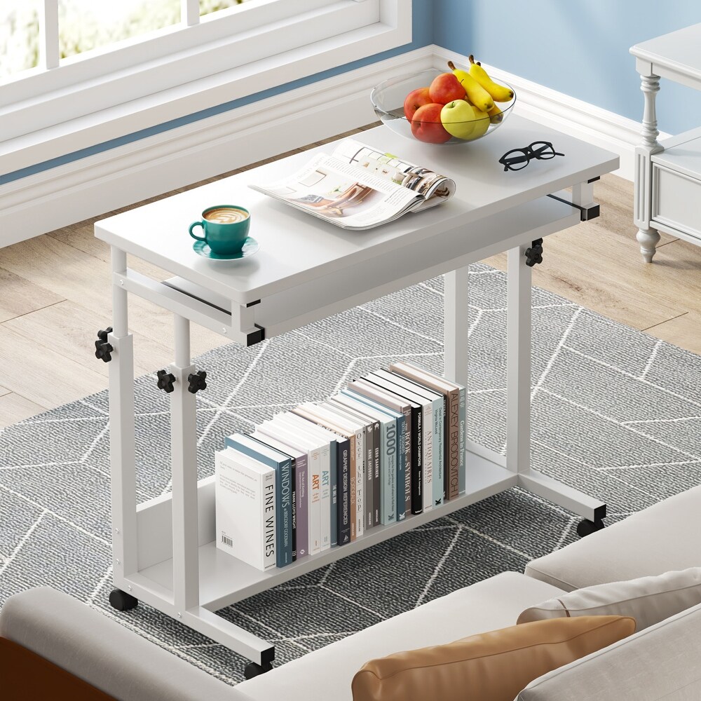 Height Adjustable Small Portable Standing Table  Laptop Desk with Keyboard Tray for Sofa and Bed