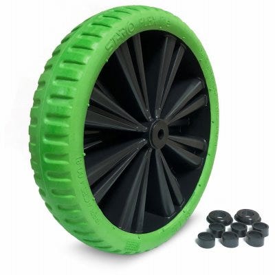 Flex Lite Flat Free Wheelbarrow Wheel Universal Fit Green Tire 15 In.