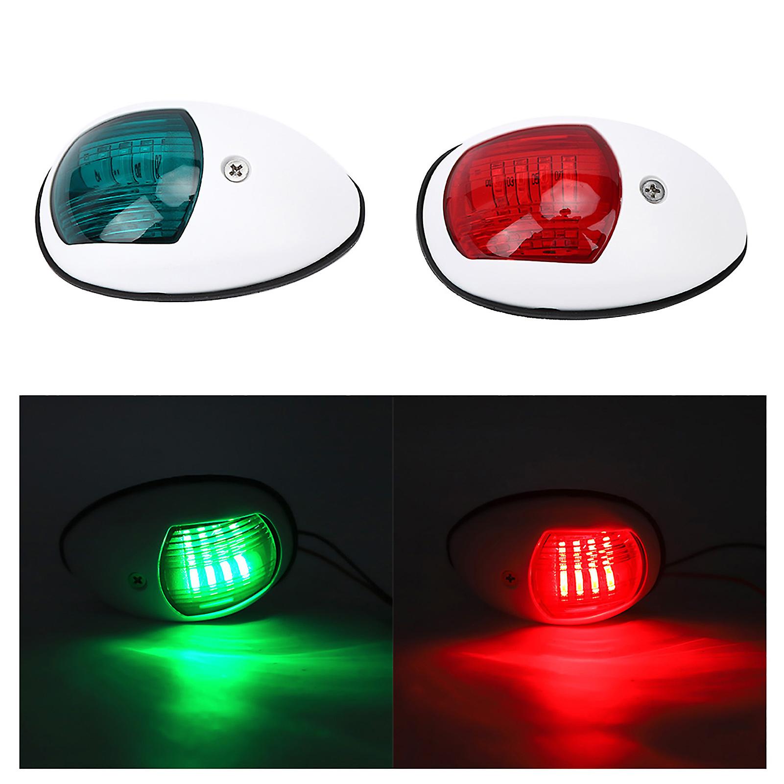 2pcs Signal Lamp Red Green Led Waterproof Boat Navigation Light Dc12v 3wwhite