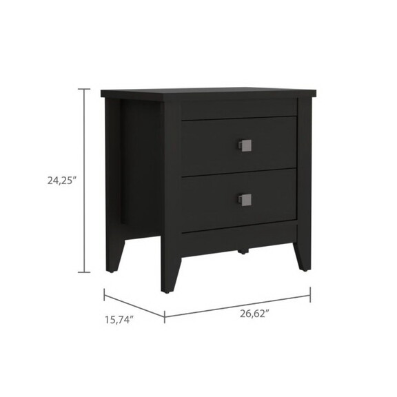 Amara Nightstand  Two Shelves  Four Legs  Black B0...