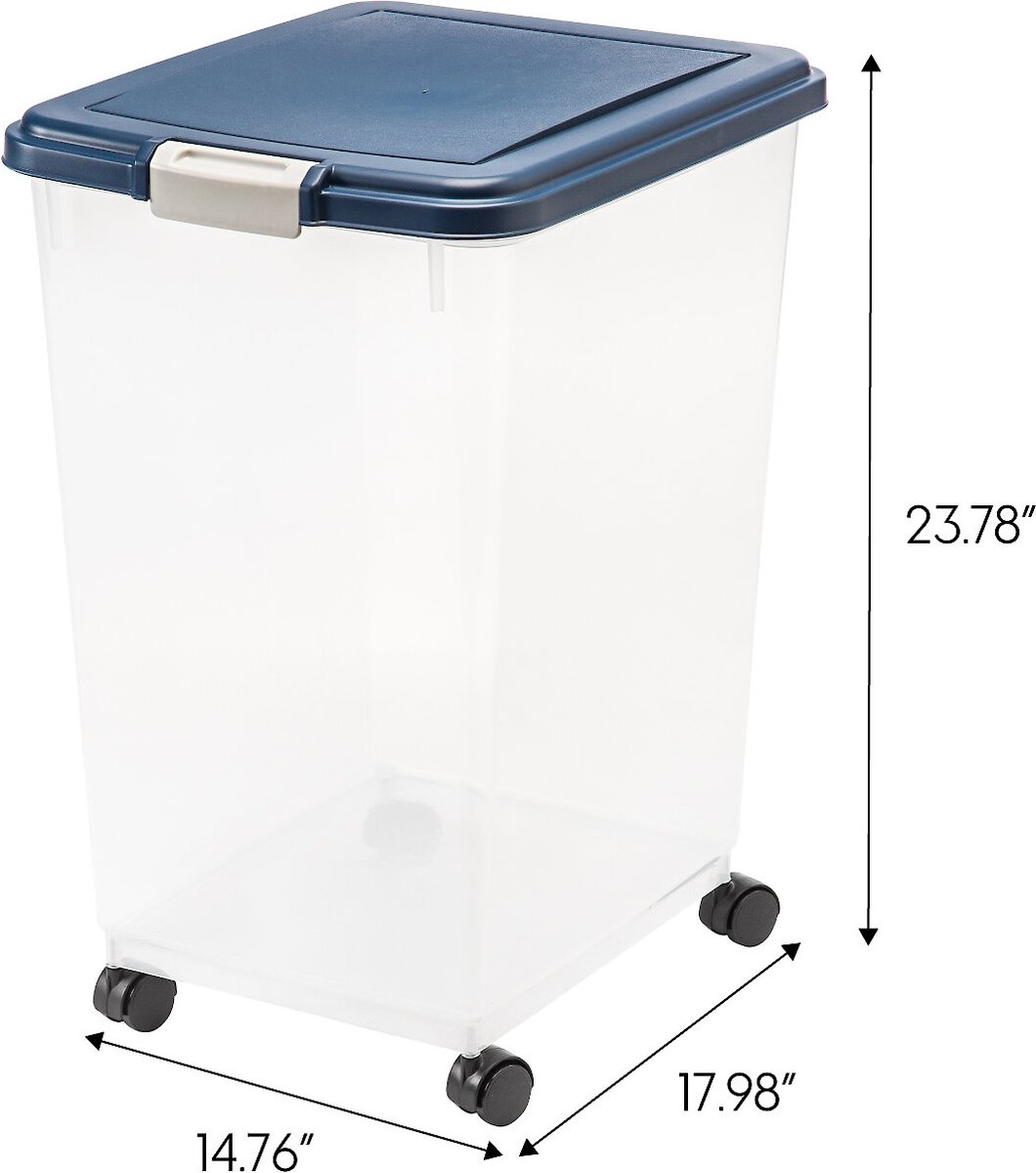 IRIS USA Airtight Container for Dog， Cat， Bird， and Other Pet Food Storage Bin， 69 QT， 55 pounds， Navy