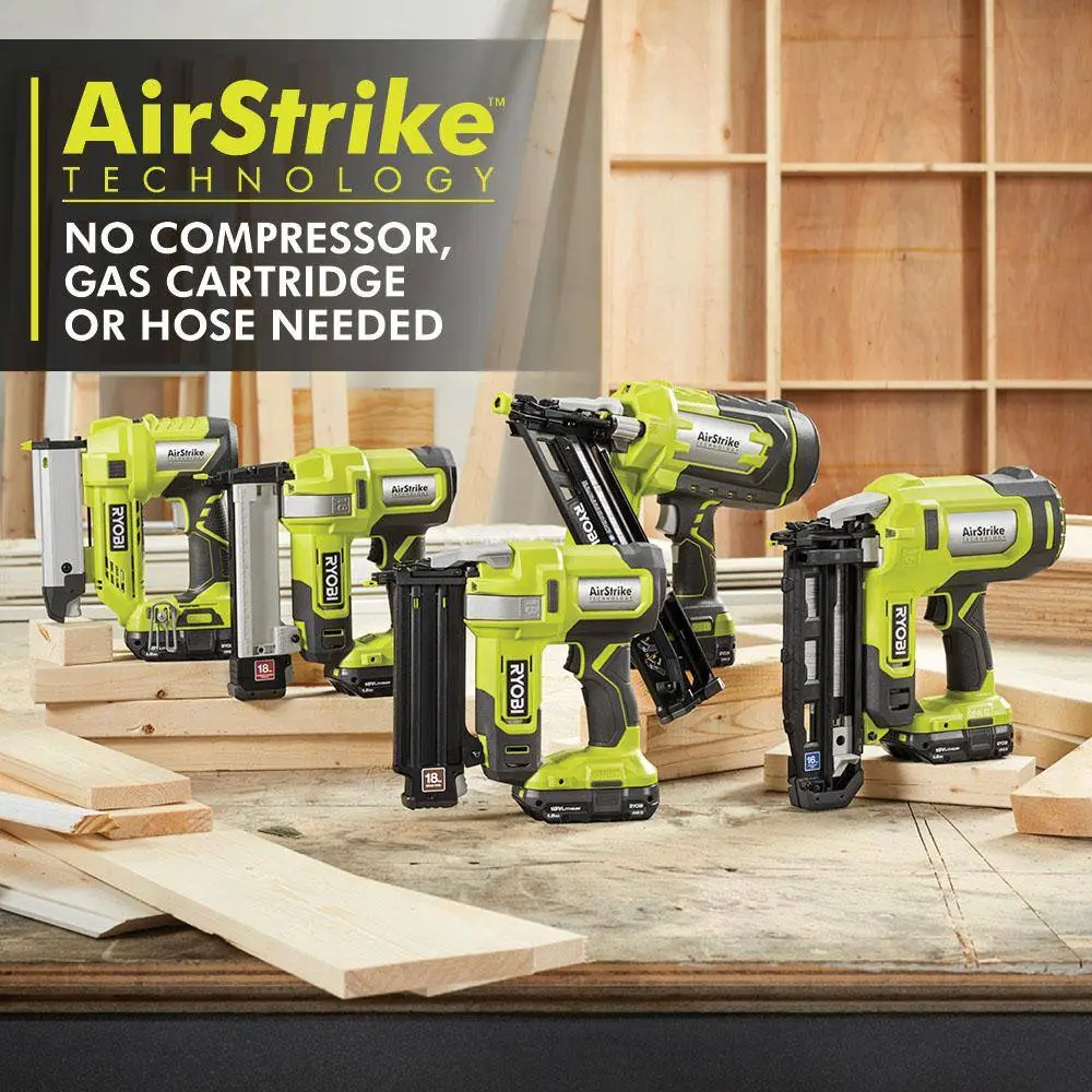 RYOBI ONE+ 18V 16-Gauge Cordless AirStrike Finish Nailer with 1.5 Ah Battery and Charger