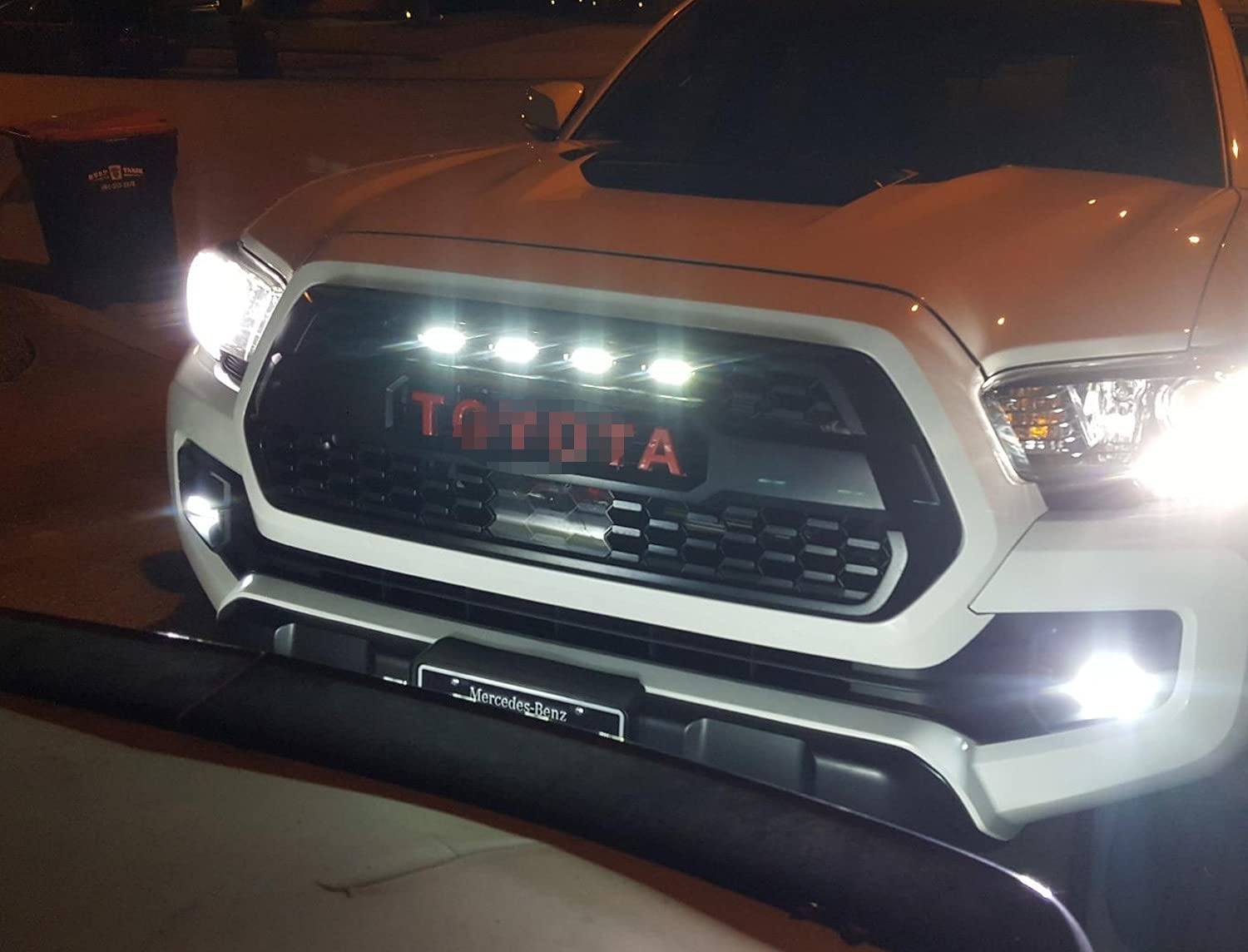 iJDMTOY 4pc Set Smoked Lens Front Grille Lighting Kit Compatible With 2016-up Toyota Tacoma w/TRD Pro Grill ONLY， Includes (4) 4-SMD 6000K White LED Light Assy and Wiring Harness