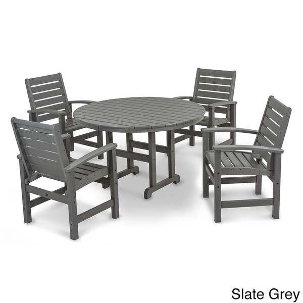 POLYWOOD Signature 5Piece Round Farmhouse Dining Set