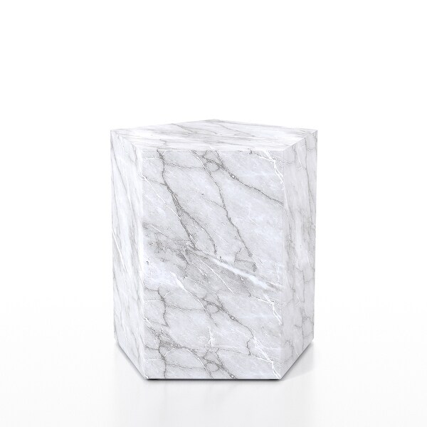 Furniture of America Alma Modern Faux Marble 19-inch Side Table