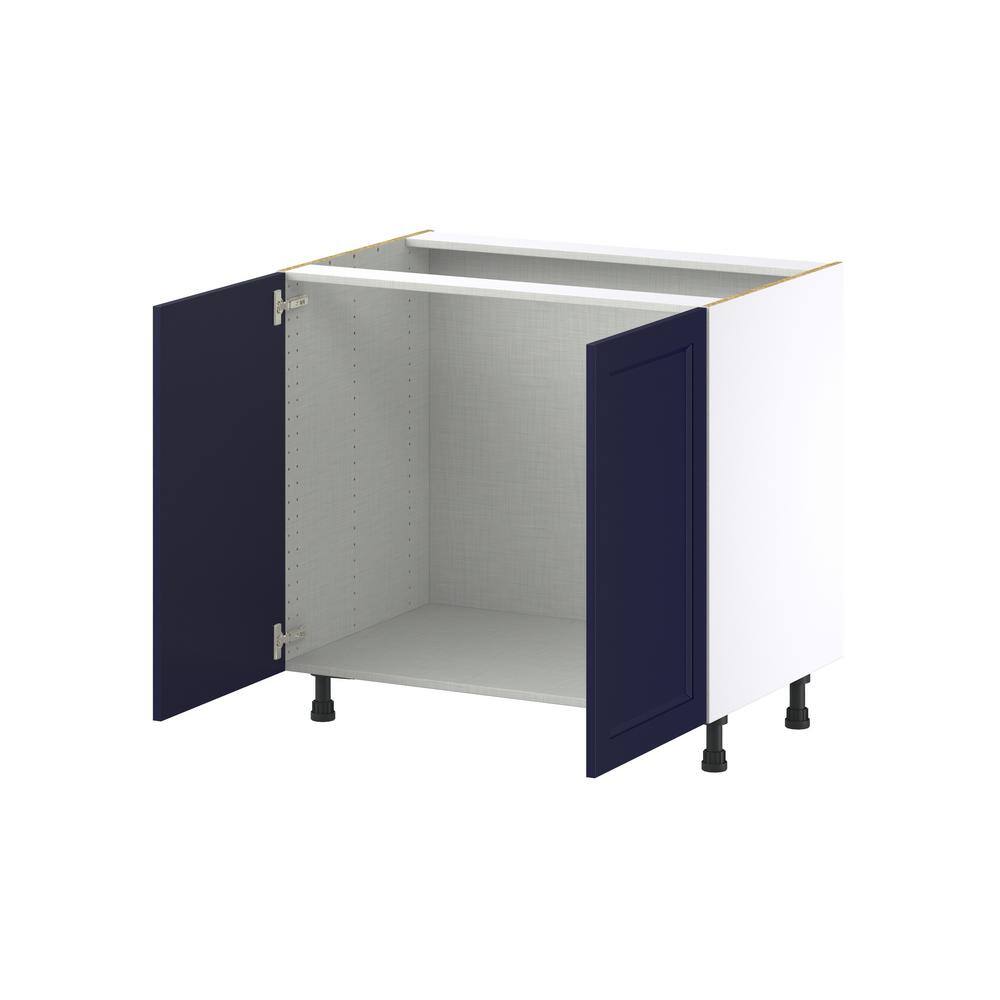 J COLLECTION Devon 36 in. W x 24 in. D x 34.5 in. H Painted Blue Shaker Assembled Sink Base Kitchen Cabinet withFull High Doors DSSB36FH-DV