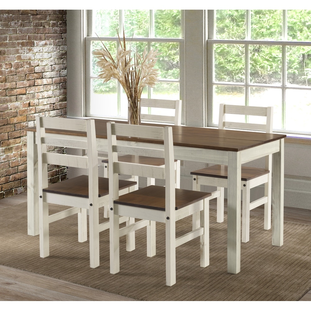 OS Home and Office Furniture Model CADBTB6 Cottage Series Dining Table in Distressed White(Chairs Sold Separately)   White