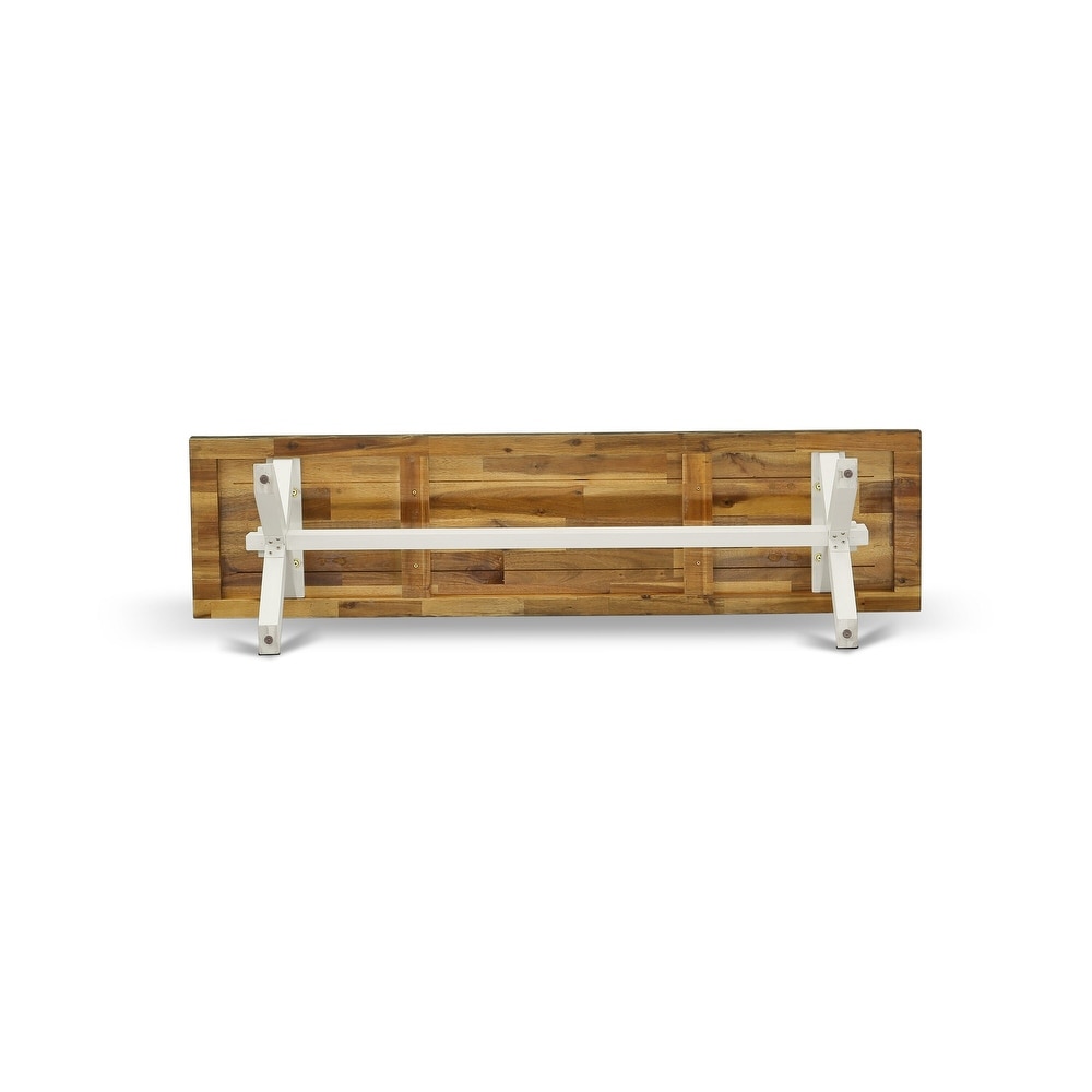 East West Furniture X Style Modern Dining Room Bench with Wooden Seat(Finish Options)