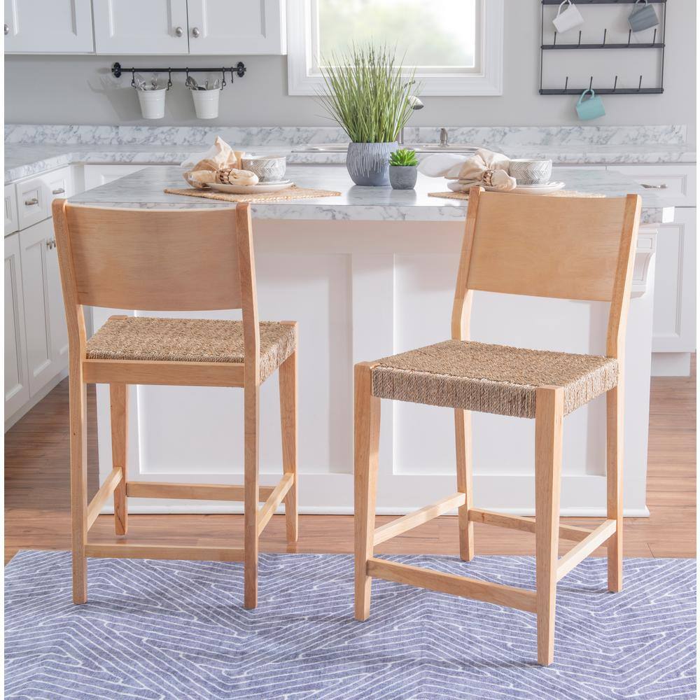 Powell Company Marlene Natural 24 in. Counter Stool with Woven Rope Seats HD1593CS20