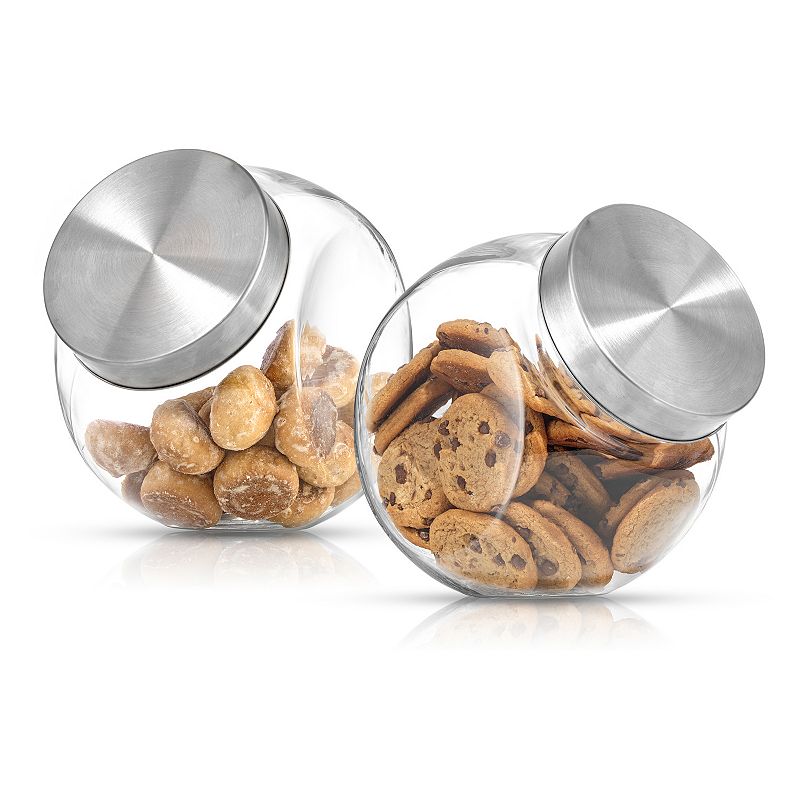 JoyFul 2-Pack Round Glass Cookie Jar with Airtight Lid