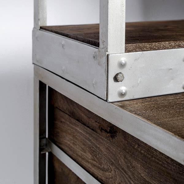 Yeva Steel and Wood Bookcase With Ladder   Industrial   Bookcases   by Rustic Edge  Houzz