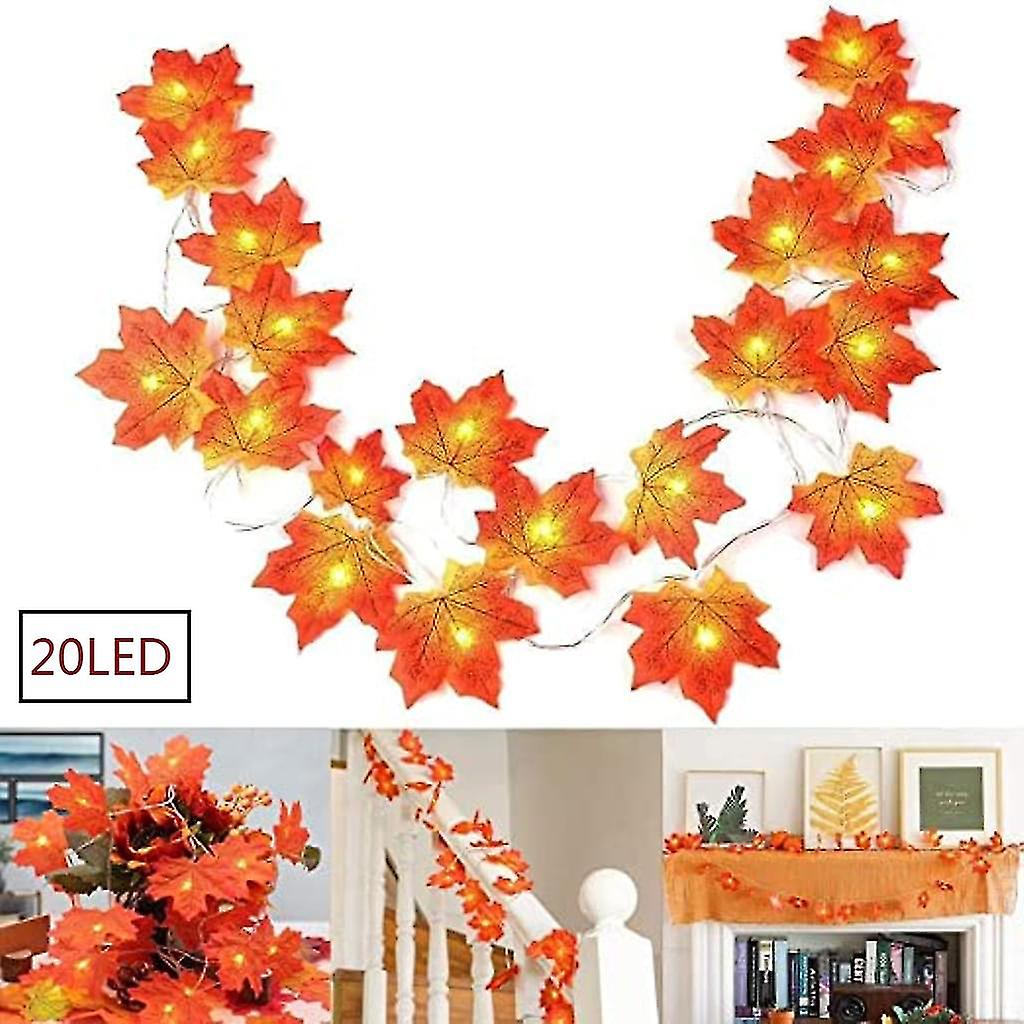 Fall Decoration 20 Led Artificial Leaves Maple Leaves Falling Garland String Light Decor Halloween Xmas