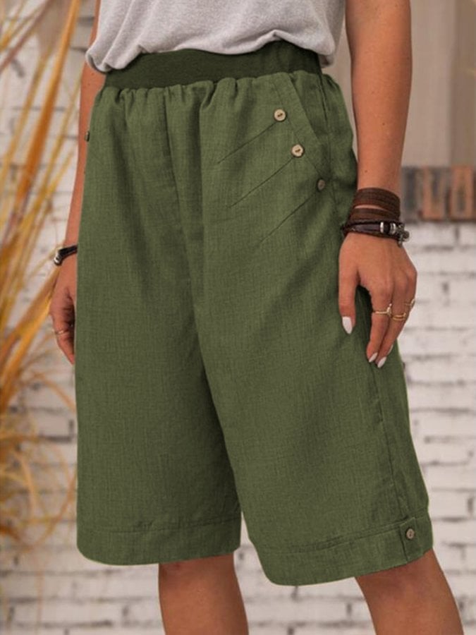 Women's Pure Color Casual Cotton Shorts