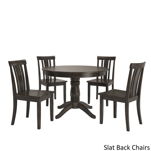 Wilmington II Round Pedestal Base Antique Black 5-Piece Dining Set by iNSPIRE Q Classic