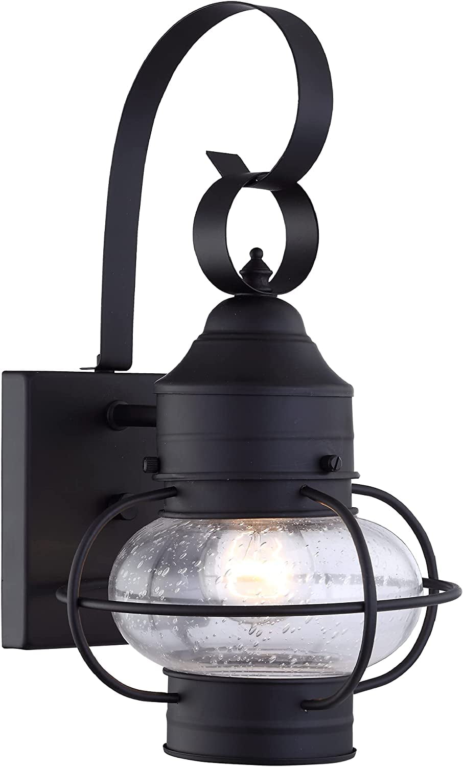 UIXE Black Wall Sconce Light, Outside Lamp Lantern, Exterior Porch Light Fixtures w/Seed Glass for Outdoor Doorway Patio