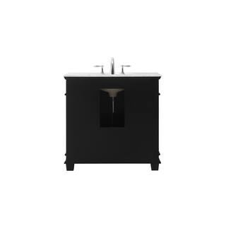 Timeless Home 36 in. W x 21.5 in. D x 35 in. H Single Bathroom Vanity in Black with White Marble TH100036BK