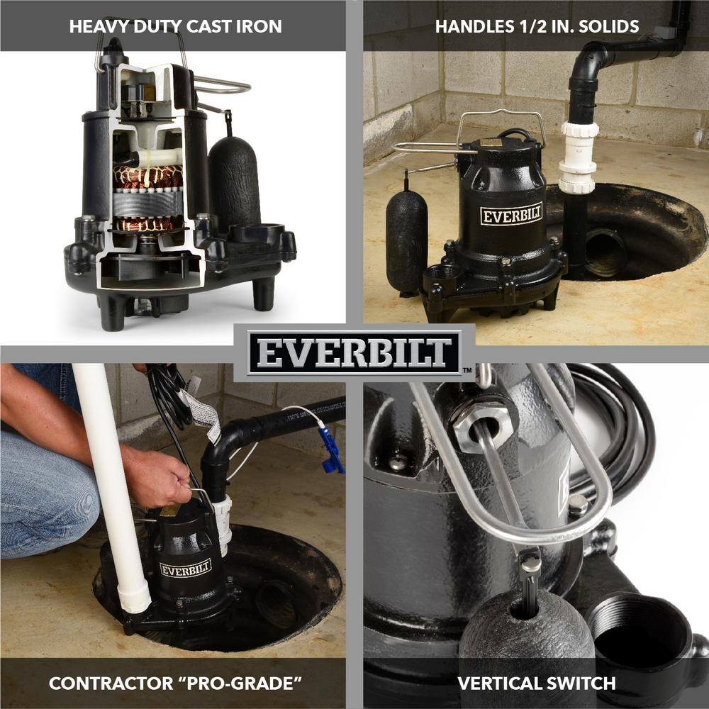 Everbilt 12 HP Cast Iron Sump Pump HDS50