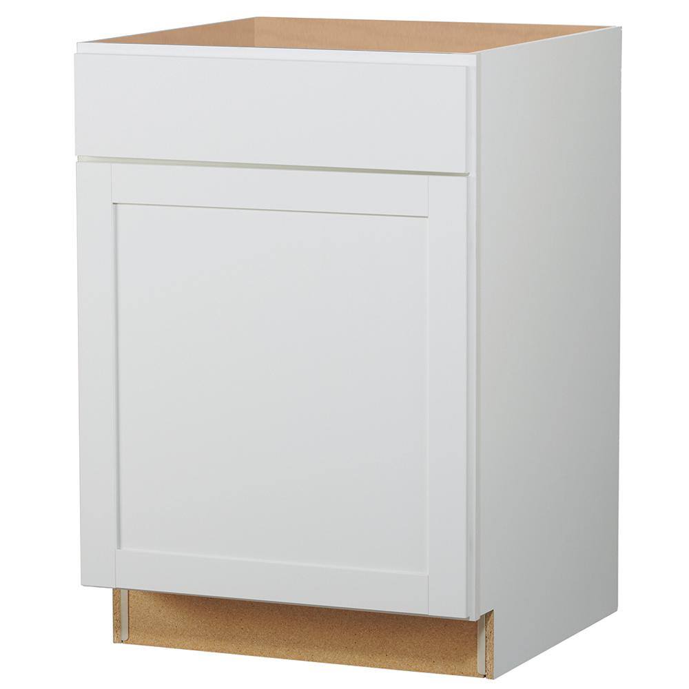 Hampton Bay Westfield Feather White Shaker Stock Assembled Base Kitchen Cabinet (24 in. W x 23.75 in. D x 35 in. H) F11B24R