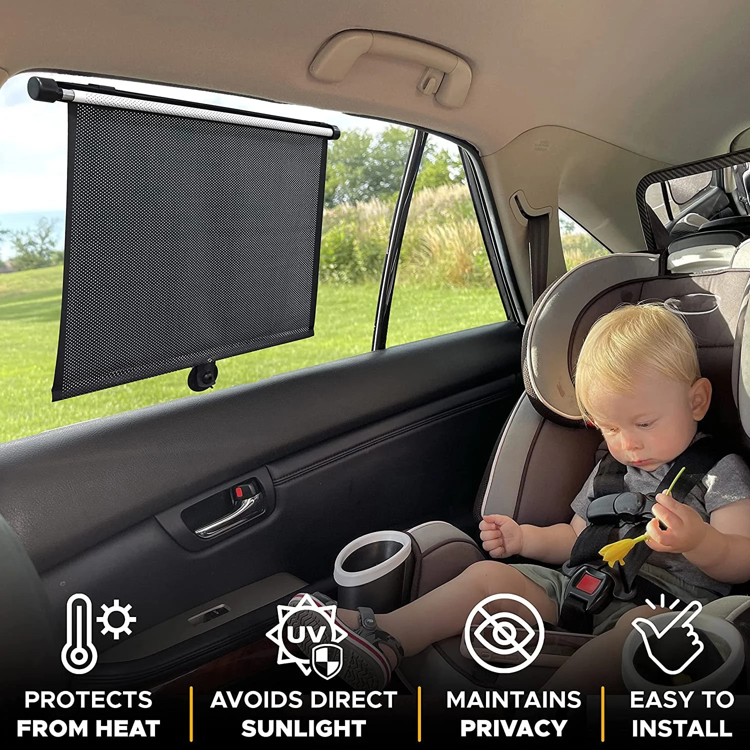 🔥  Promotion 49% OFF🔥Retractable Window Roller Sunshade For Truck/car/SUV/bedroom/kitchen/living room/office