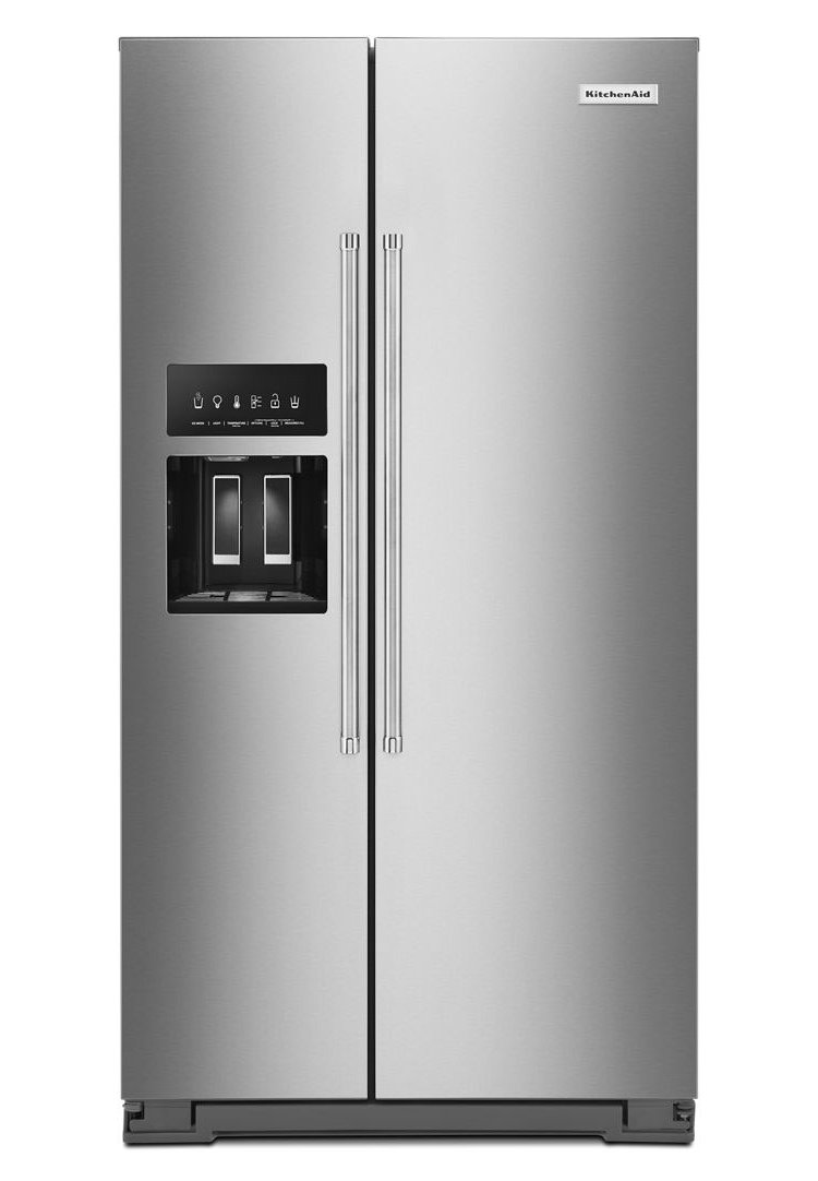 KitchenAid ADA 19.9 Cu. Ft. PrintShield Stainless Steel Counter-Depth Side-By-Side Refrigerator With Exterior Ice And Water Dispenser