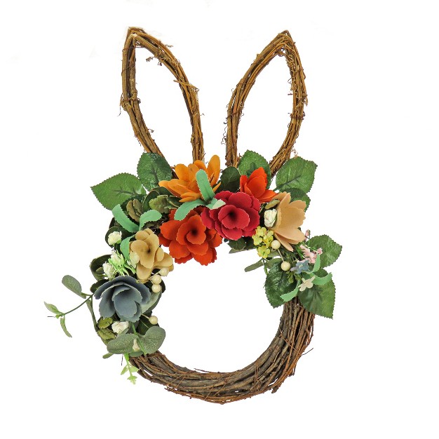 Floral Bunny Ears Artificial Hanging Wreath Easter Collection