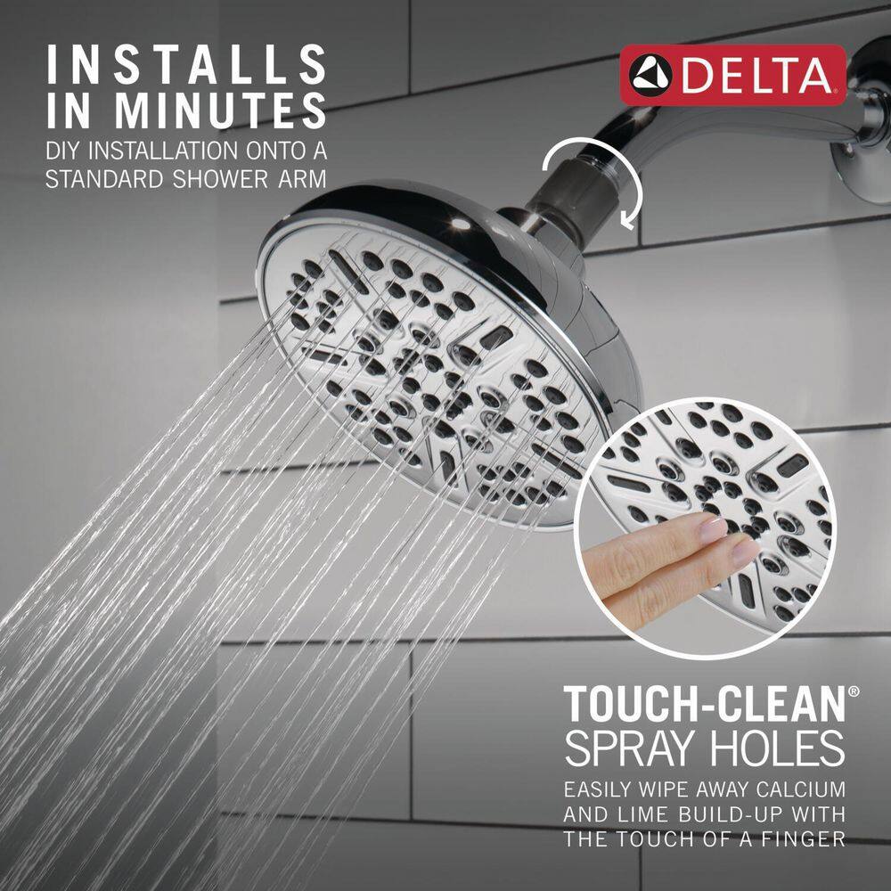 Delta 8-Spray Patterns 1.75 GPM 5.94 in. Wall Mount Fixed Shower Head in Chrome 75898C