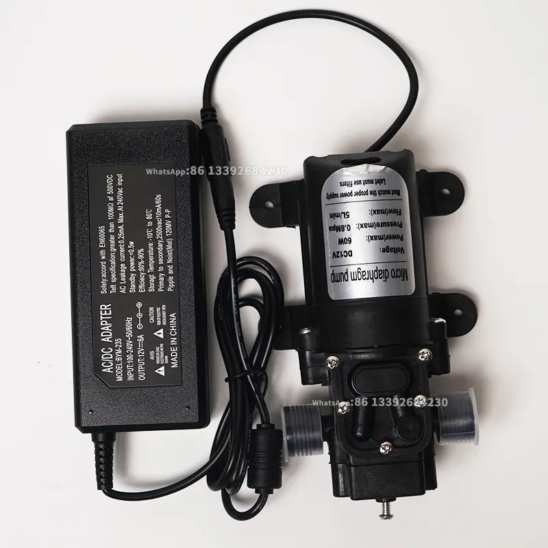 Water High Pressure DC 12V 130Psi 6L/Min Water Pump With Power Supply 60W Diaphragm Self Priming Pump