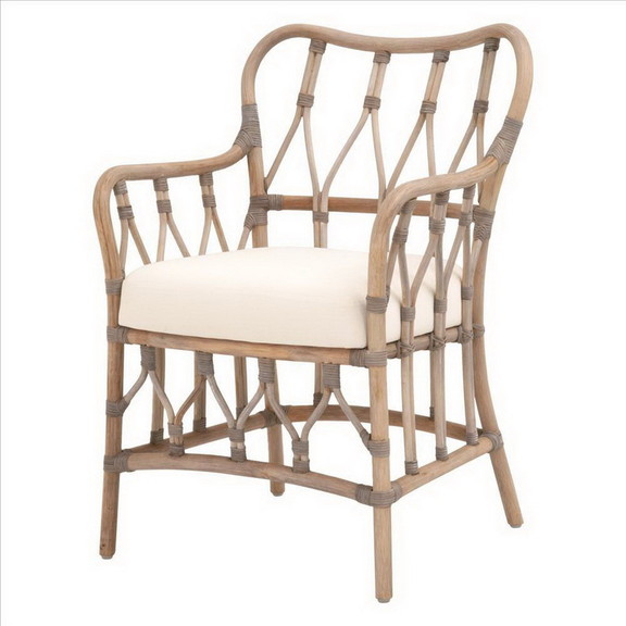 Benjara BM239932 Lattice Design Wooden Arm Chair w...