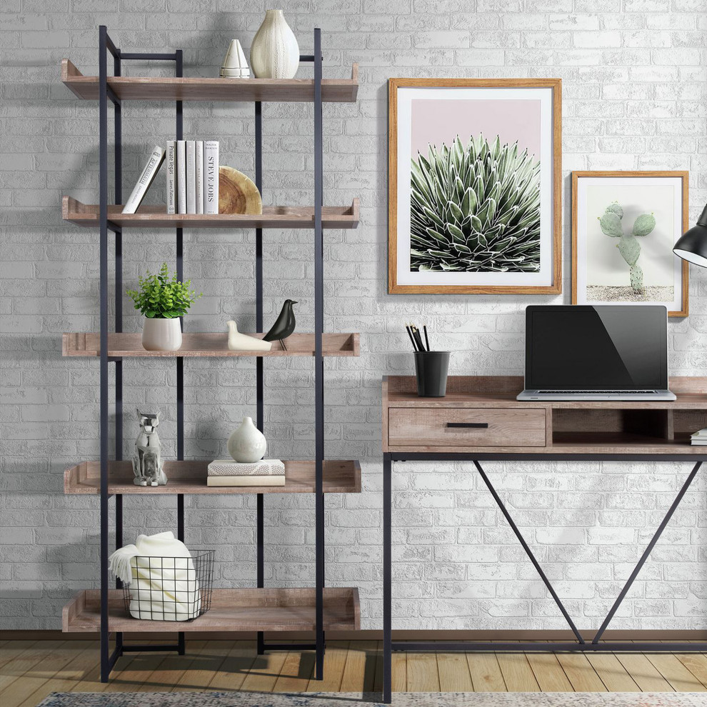 Picket House Peyton Bookshelf  Oak   Industrial   Bookcases   by Picket House  Houzz