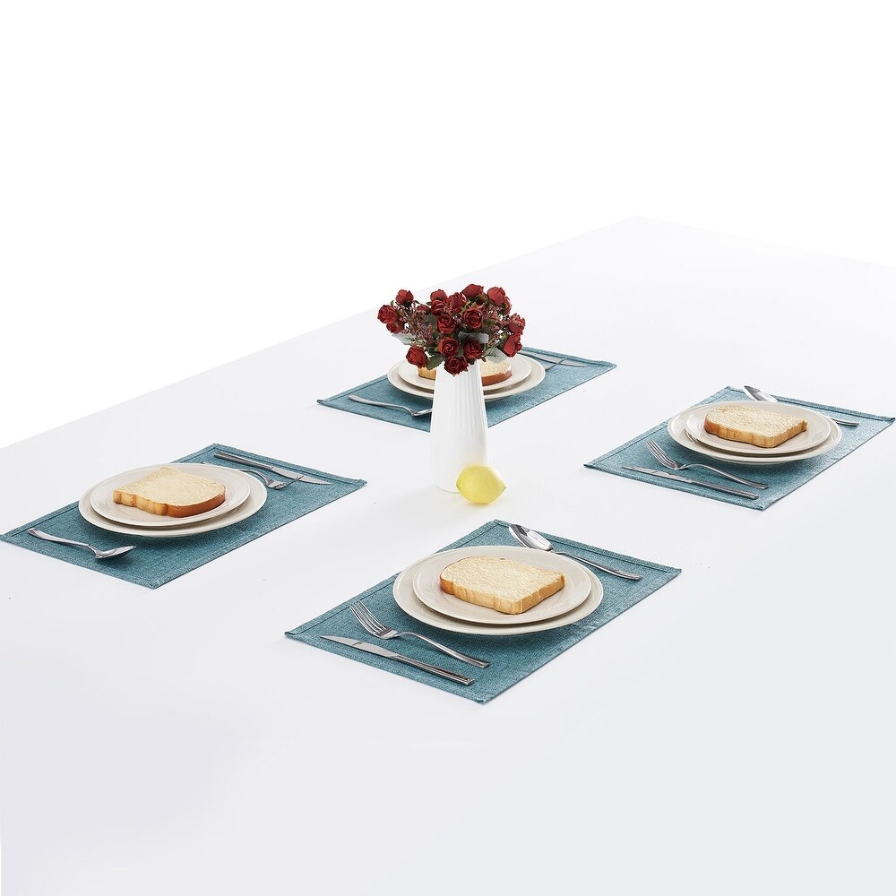 Linen Placemats Set of 4  Heat Resistant Dining Table Place Mats   Machine Washable