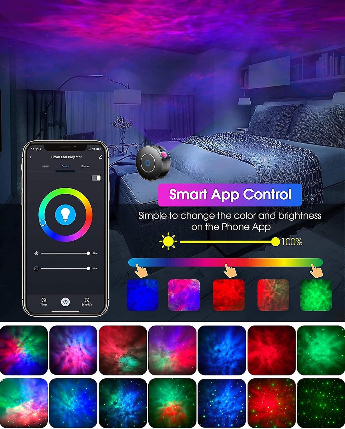 Colorful Star Sky Projection Light Laser Full Sky Star Night Light Bedroom Companion Graffiti App Intelligent Control Atmosphere Light (black)