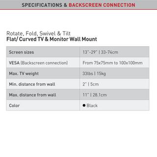 Barkan a Better Point of View Barkan 13 in to 29 in Full Motion - 4 Movement Flat  Curved TV  Monitor Wall Mount up to 33 lbs UL certified E140.B