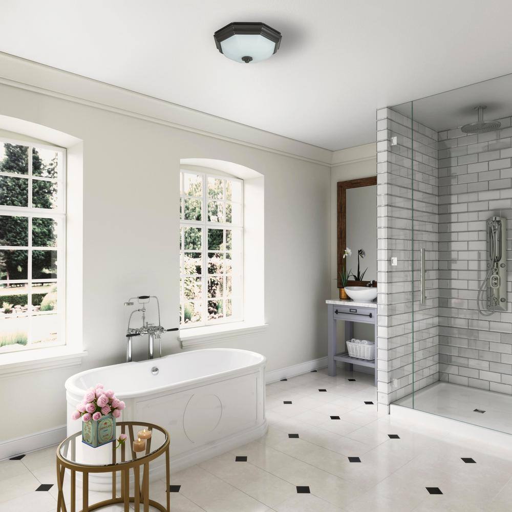 Hunter Huntley Decorative Oil-Rubbed Bronze 80 CFM Ceiling Installation Bathroom Exhaust Fan with Light and LED Bulbs Included 80215