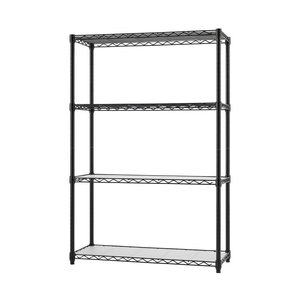 TRINITY Black 4-Tier Steel Wire Shelving Unit (36 in. W x 54 in. H x 14 in. D) TBFPBK-0943