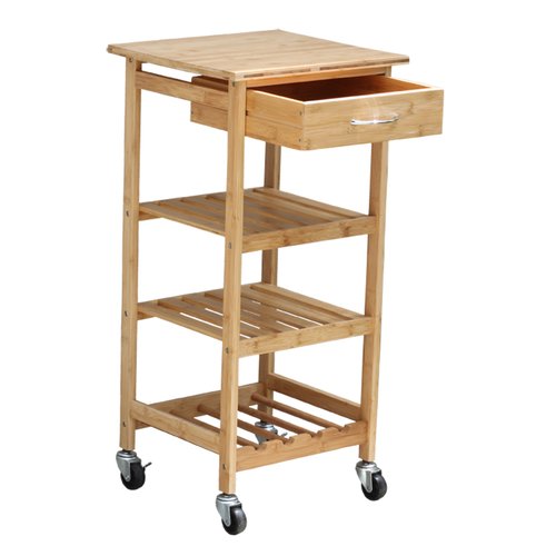 Oceanstar BKC1378 Oceanstar Bamboo Kitchen Trolley