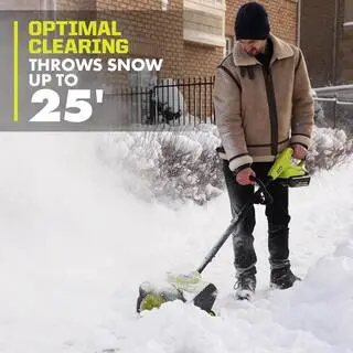 RYOBI 40V 12 in. Single-Stage Cordless Electric Snow Shovel with 4.0 Ah Battery and Charger RY408130