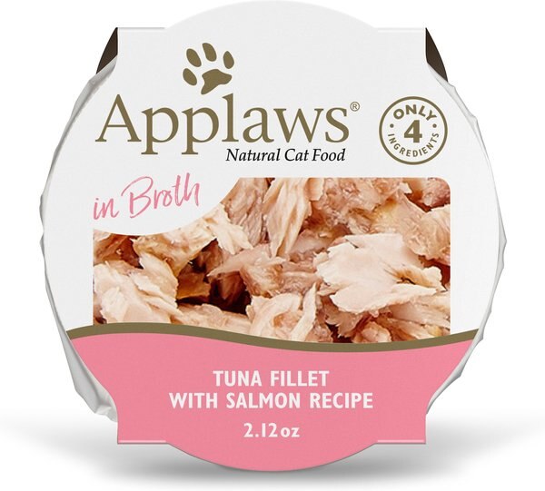 Applaws Tuna Fillet with Salmon in Broth Wet Cat Food， 2.12-oz， case of 18