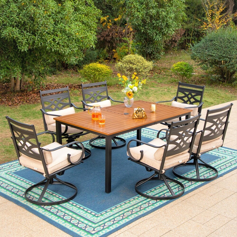 7/5 piece Patio Dining Set  6 Metal Patio Dining Chairs and 1 Metal Dining Table