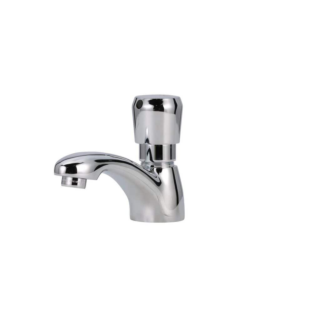 Zurn AquaSpec SingleHole Metering Faucet Deck Mount with 10 GPM Spray Outlet 4 in Cover Plate PushButton Handle Chrome