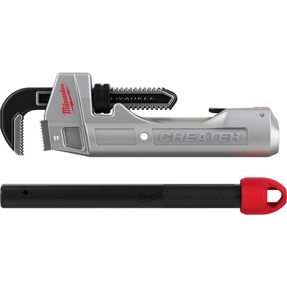 MW 10 in. Aluminum Pipe Wrench with Power Length Handle with Al. Cheater Wrench (2-Piece) 48-22-7213-48-22-7318