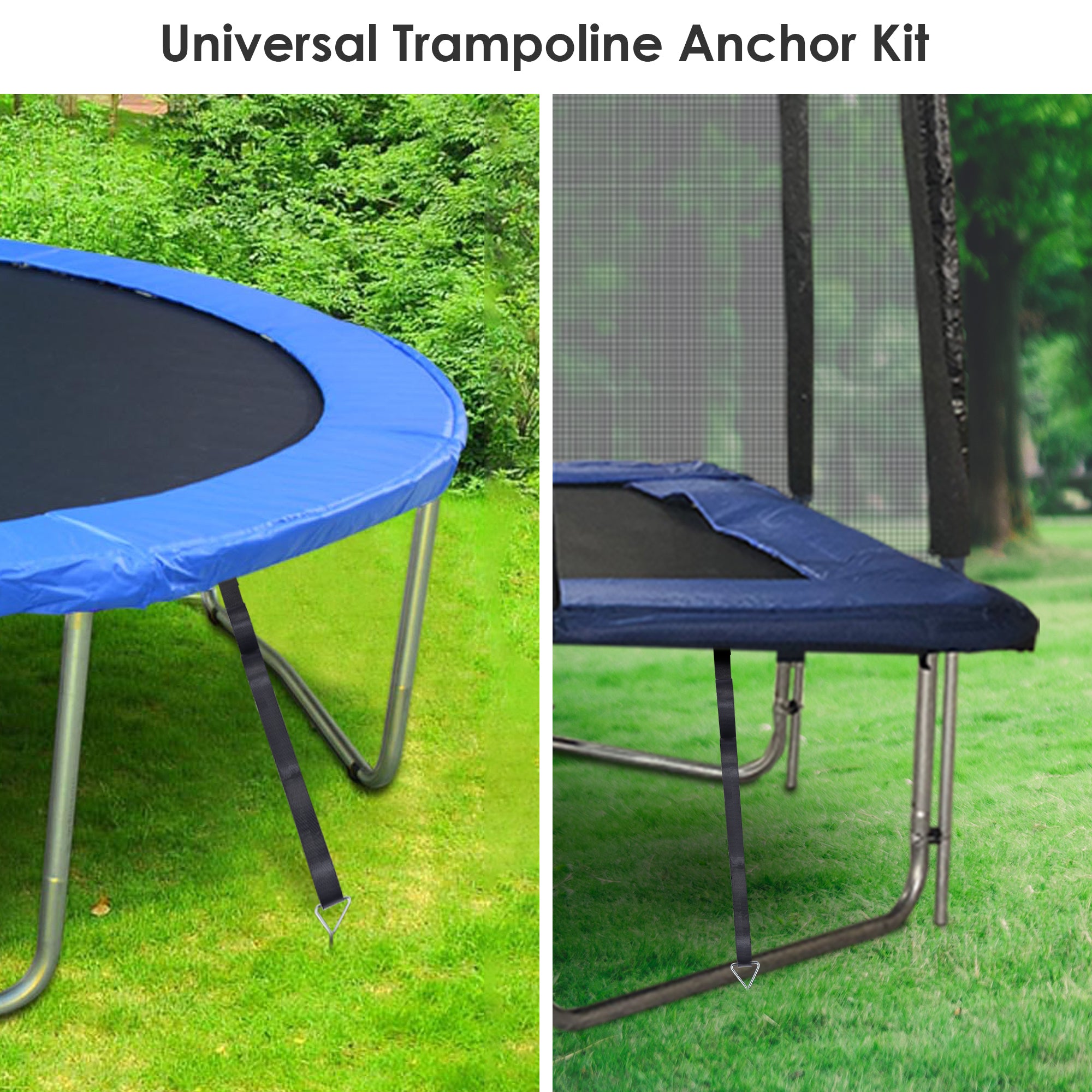 Yescom Universal Trampoline Tie Down Anchor Kit Galvanized Steel Stakes Straps Outdoor